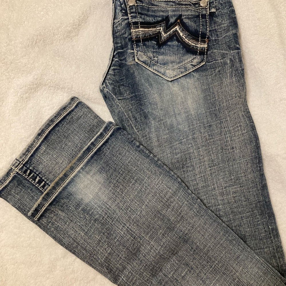 Miss Me Boot Cut Jeans in Distressed Blue